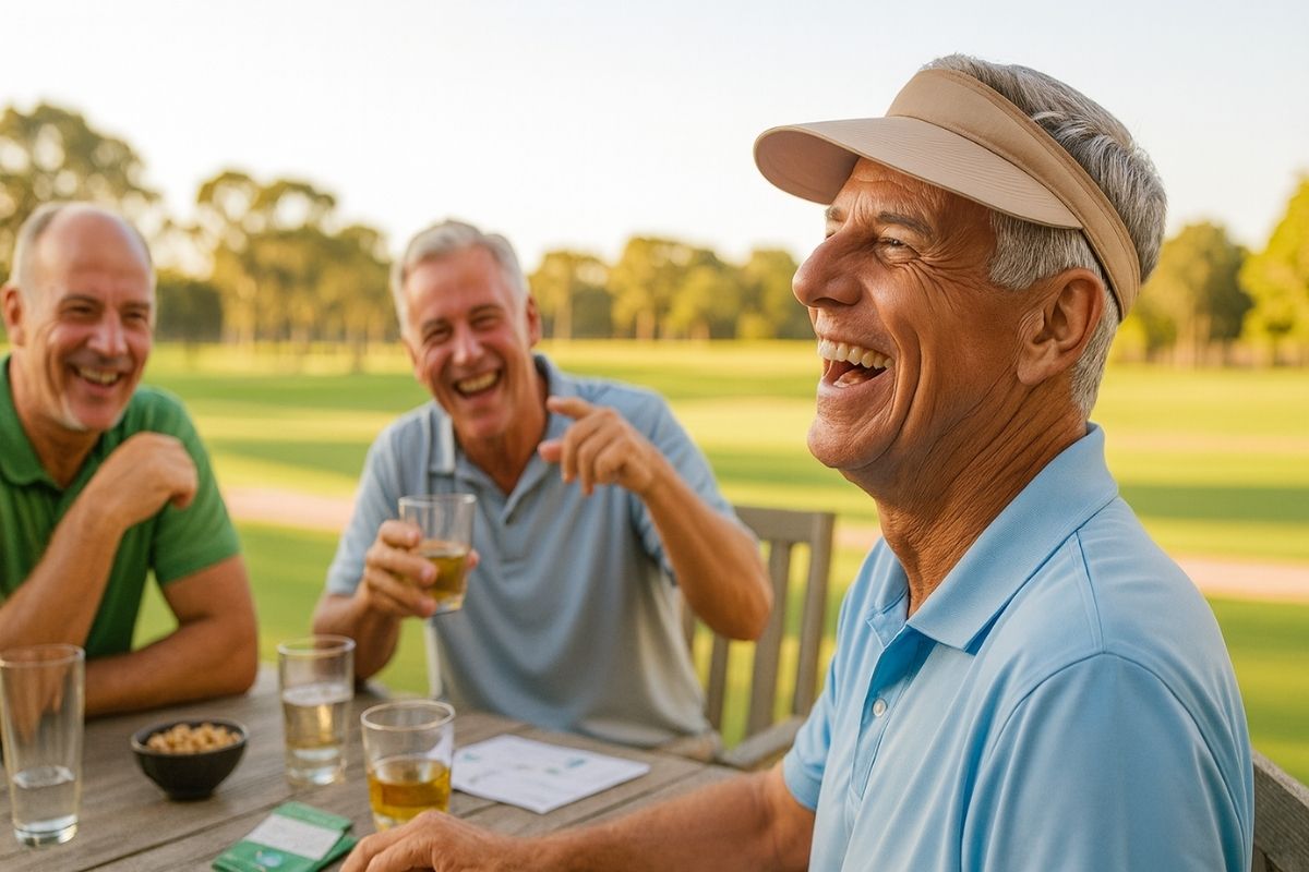 Split path image showing a defeated golfer vs a confident, active golfer.