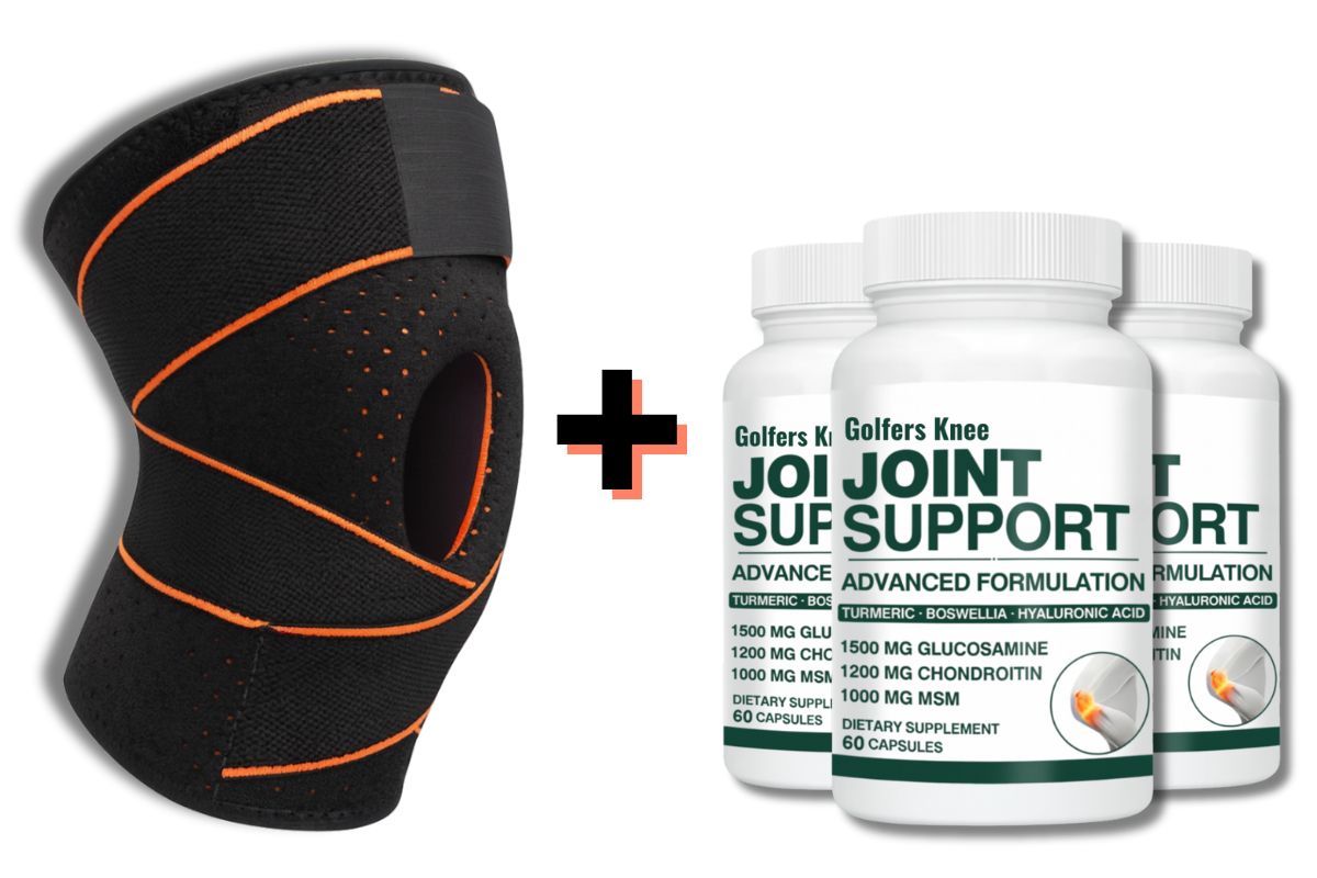 Professional product shot of the complete Golfers Knee Performance System.